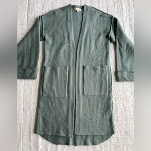 PROMESA Open Knit Cardigan Sweater Reverse Hem Sage Green Pockets Woman’s S